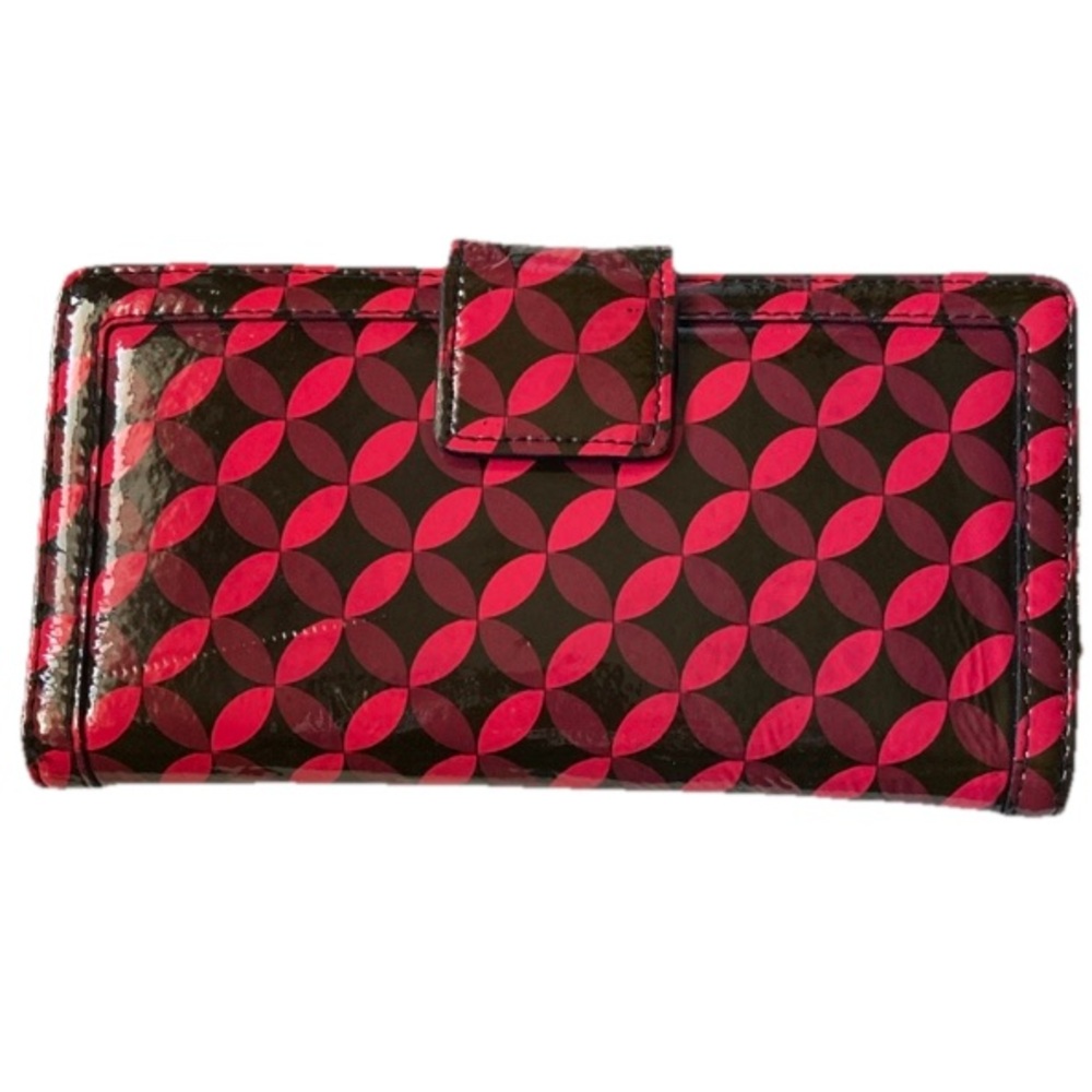 Halogen Geometric Design Patent Leather Pink/Black Wallet